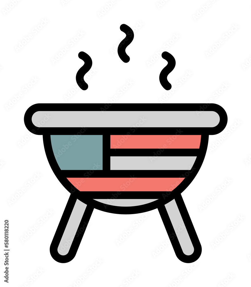 Poster food boiling usa flag icon. simple color with outline elements of america icons for ui and ux, websi