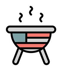 Food boiling USA flag icon. Simple color with outline elements of America icons for ui and ux, website or mobile application on white background