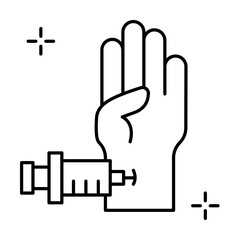 Hand, injection, addictions icon. Simple line, outline elements of addictive human for ui and ux, website or mobile application on white background