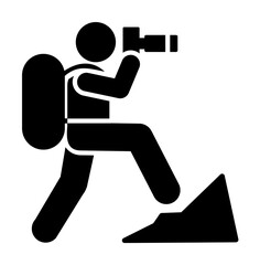 Man mountain photography camera icon. Element of pictogram adventure illustration