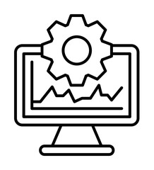 Computer gear analytics icon. Simple line, outline of artificial Intelligence icons for ui and ux, website or mobile application on white background