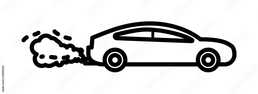 Aufkleber air pollution, car icon. element of air pollution for mobile concept and web apps icon. thin line ic