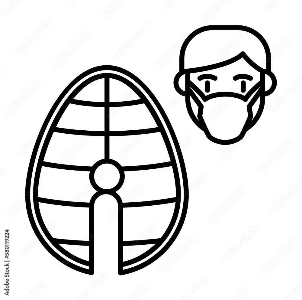 Poster fish, allergic face icon. element of problems with allergies icon. thin line icon for website design