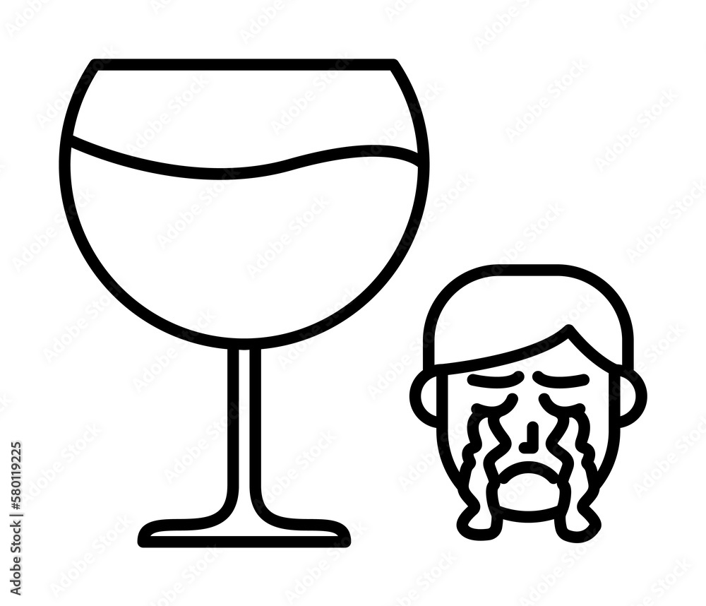 Aufkleber alcohol, allergic face icon. element of problems with allergies icon. thin line icon for website des