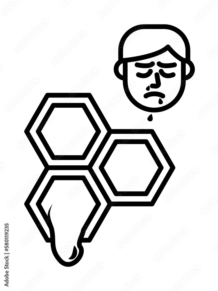 Poster honey, allergic face icon. element of problems with allergies icon. thin line icon for website desig