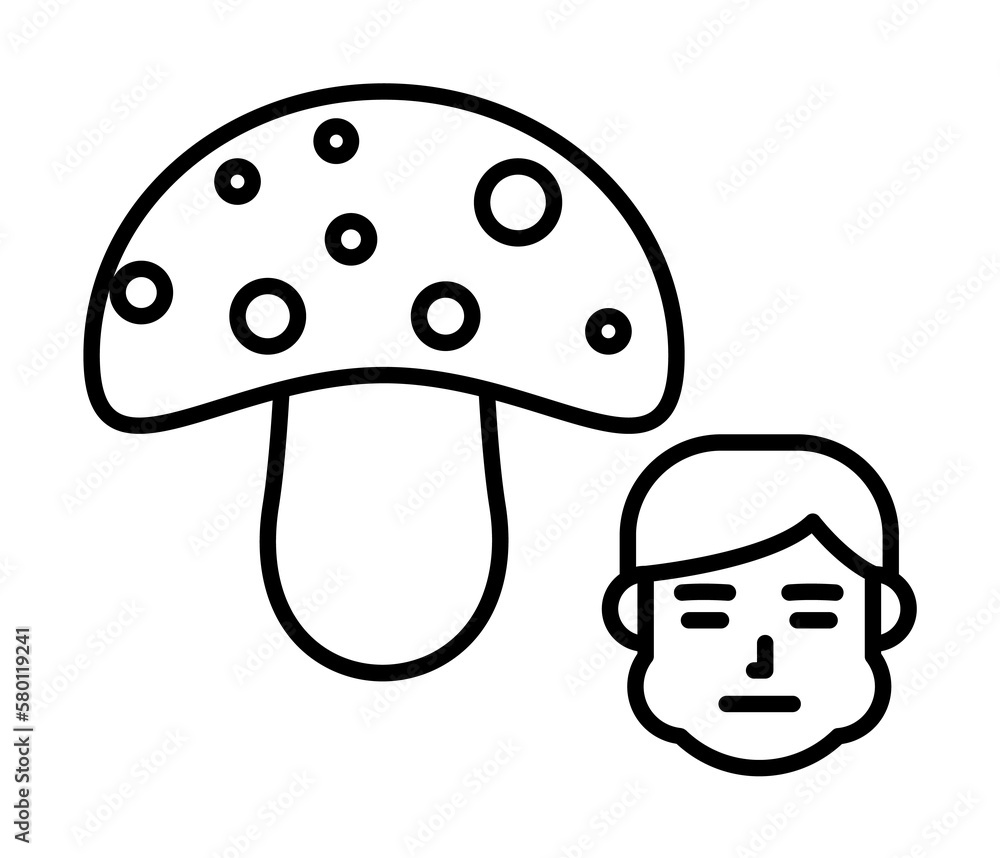 Aufkleber mushroom, allergic icon. element of problems with allergies icon. thin line icon for website design 