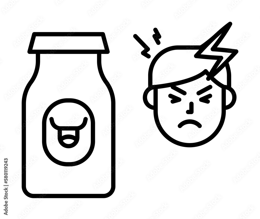 Poster dairy, allergic face icon. element of problems with allergies icon. thin line icon for website desig