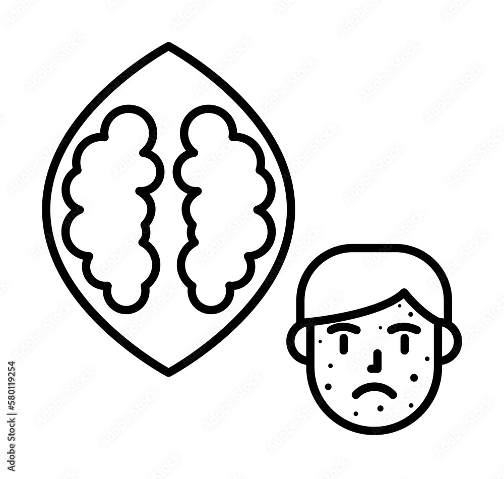 Poster nut, allergic face icon. element of problems with allergies icon. thin line icon for website design 