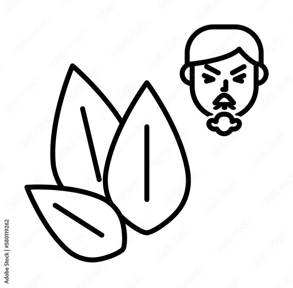 Poster sesame, allergic face icon. element of problems with allergies icon. thin line icon for website desi