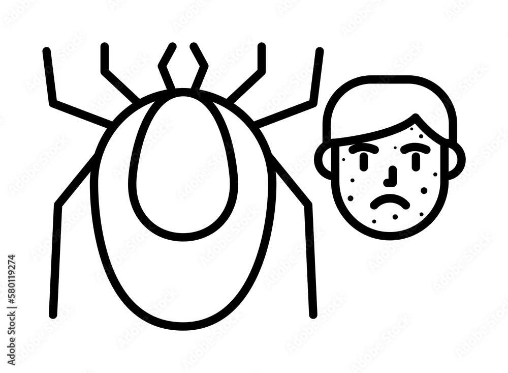 Poster mite, allergic face icon. element of problems with allergies icon. thin line icon for website design
