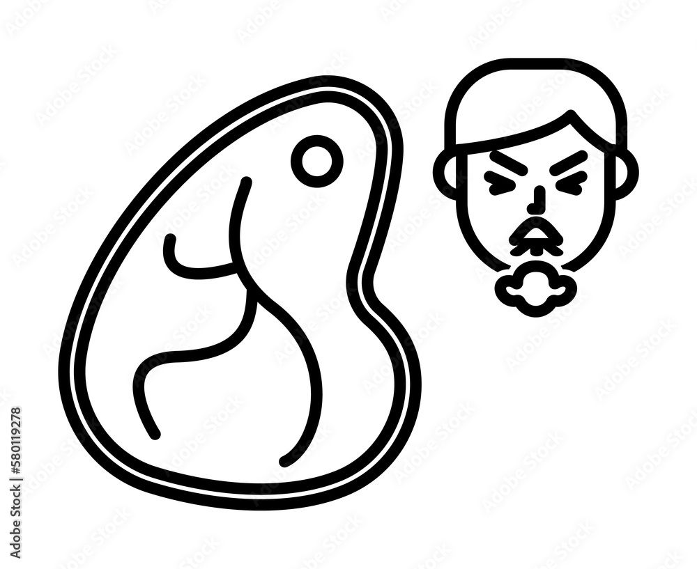 Poster meat, allergic face icon. element of problems with allergies icon. thin line icon for website design