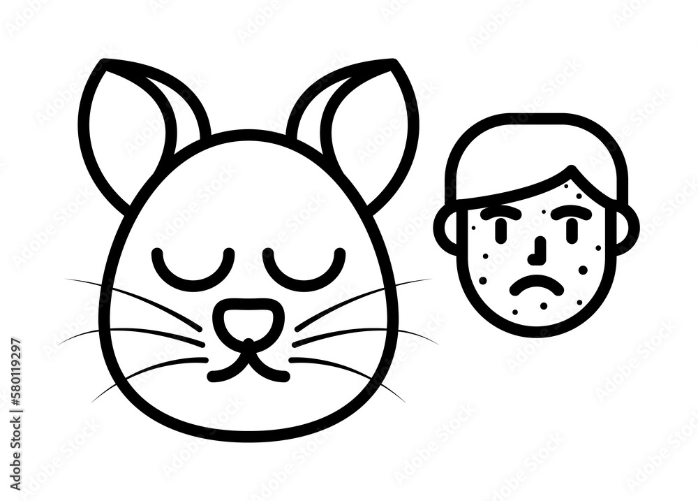 Aufkleber cat, allergic face icon. element of problems with allergies icon. thin line icon for website design 