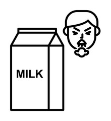 Milk, allergic face icon. Element of problems with allergies icon. Thin line icon for website design and development, app development. Premium icon on white background