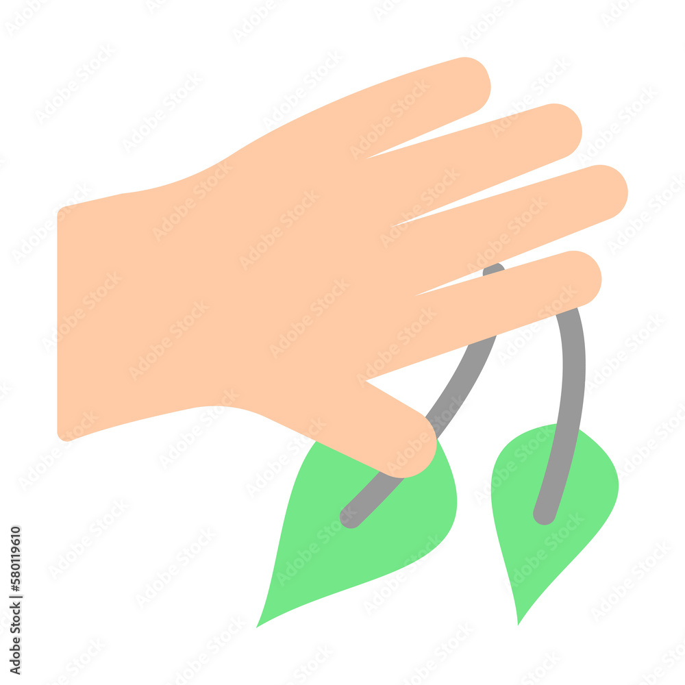 Poster hand herb leaf icon. simple color elements of alternative medicine icons for ui and ux, website or m
