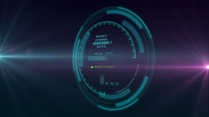 Electric car battery in active charging visionary dashboard