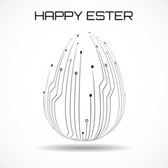 Abstract technology Easter eggs with circuit board. Happy Easter Egg