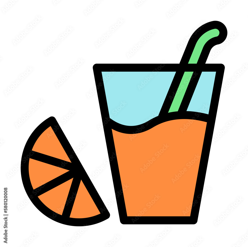 Poster drink glass orange icon. simple color with outline elements of alternative medicine icons for ui and