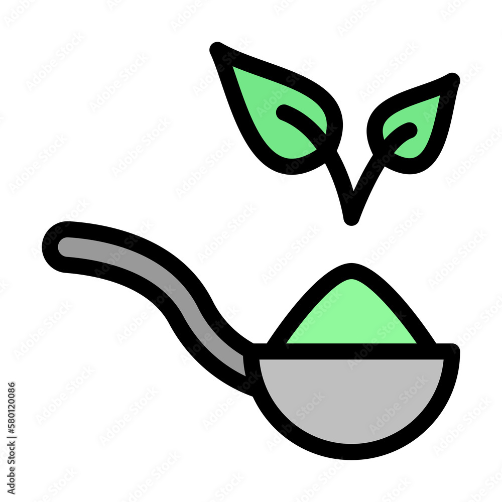 Poster spoon leaf icon. simple color with outline elements of alternative medicine icons for ui and ux, web