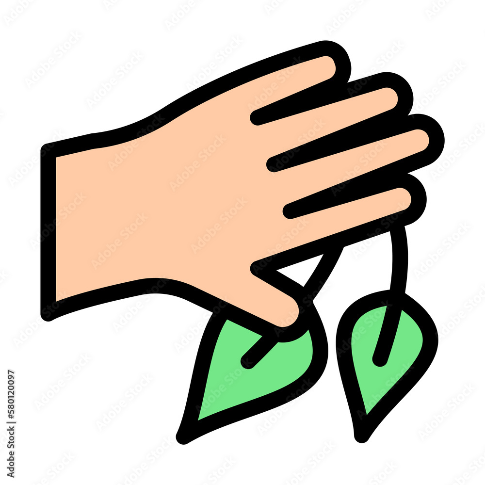 Poster hand herb leaf icon. simple color with outline elements of alternative medicine icons for ui and ux,