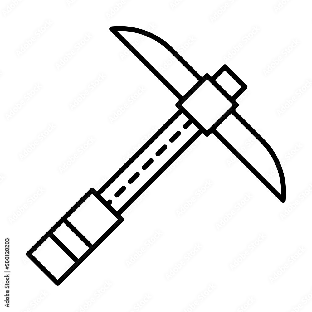 Poster pickaxe, tool icon. simple line, outline elements of archeology for ui and ux, website or mobile app
