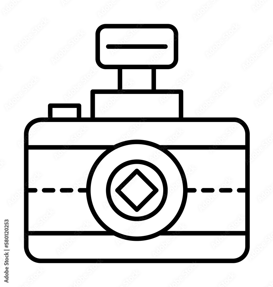 Poster camera, tool icon. simple line, outline elements of archeology for ui and ux, website or mobile appl
