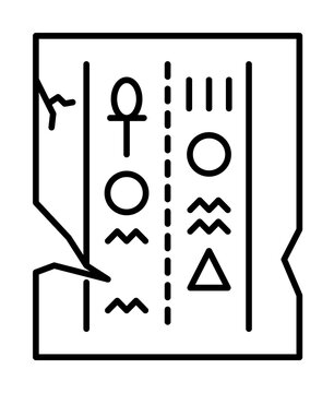 recommend clip art: papyrus, hieroglyphs icon. Simple line, outline elements of archeology for ui and ux, website or mobile application on white background