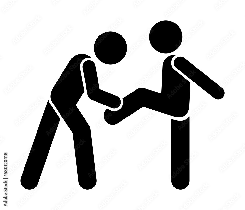 Poster catch men hit icon. simple pictogram of fighting icons for ui and ux, website or mobile application 