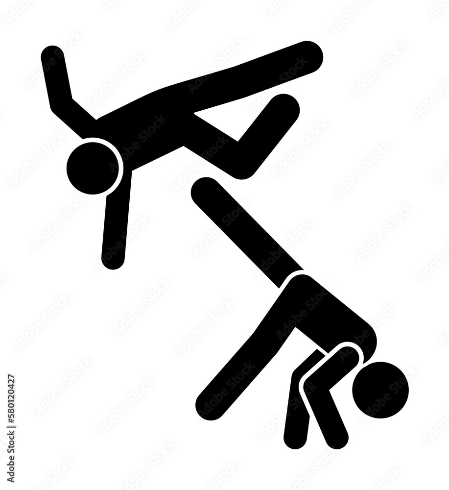 Poster flying men kick icon. simple pictogram of fighting icons for ui and ux, website or mobile applicatio