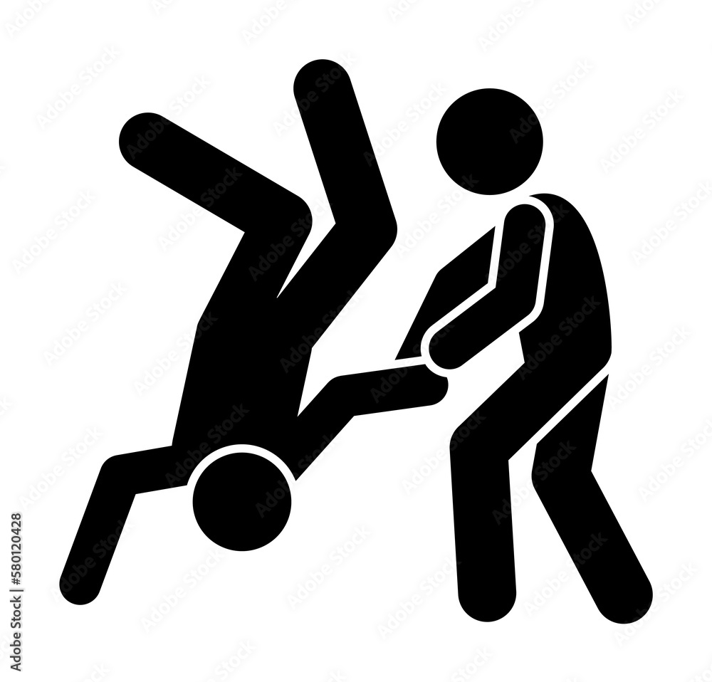 Poster hand hit place icon. simple pictogram of fighting icons for ui and ux, website or mobile application