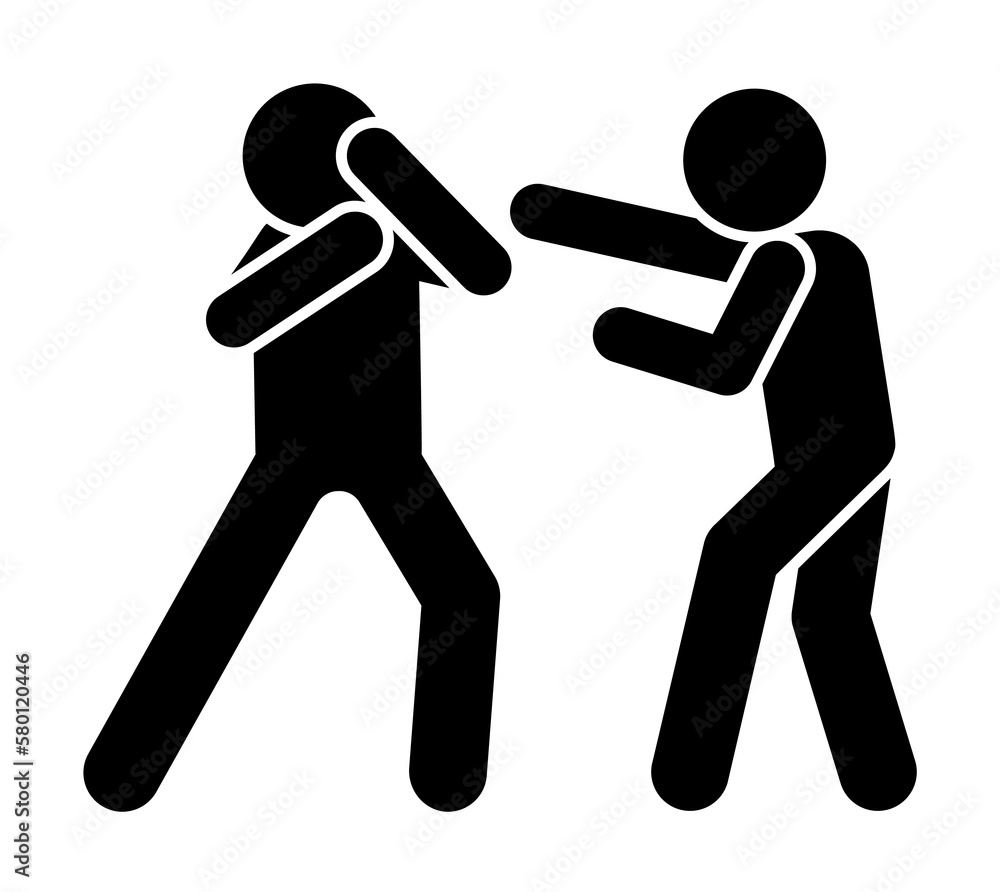 Poster punch men kick icon. simple pictogram of fighting icons for ui and ux, website or mobile application