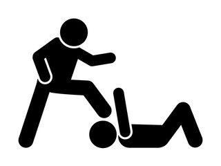 Foot men kick icon. Simple pictogram of fighting icons for ui and ux, website or mobile application on white background