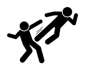 Flying men kick icon. Simple pictogram of fighting icons for ui and ux, website or mobile application on white background