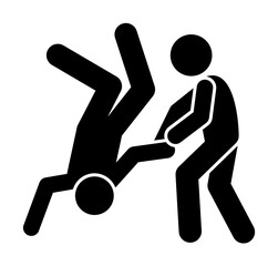 Hand hit place icon. Simple pictogram of fighting icons for ui and ux, website or mobile application on white background