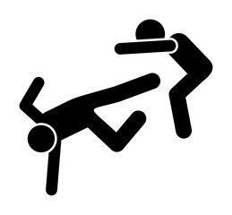 Flying men hit icon. Simple pictogram of fighting icons for ui and ux, website or mobile application on white background