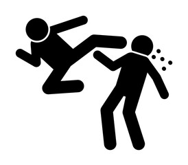 Flying men blood icon. Simple pictogram of fighting icons for ui and ux, website or mobile application on white background