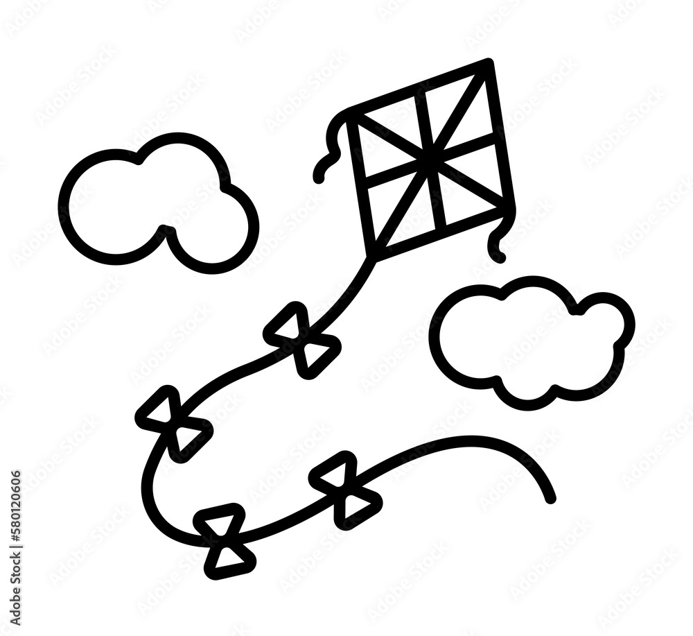 Poster kite icon. simple line, outline of autumn icons for ui and ux, website or mobile application on whit