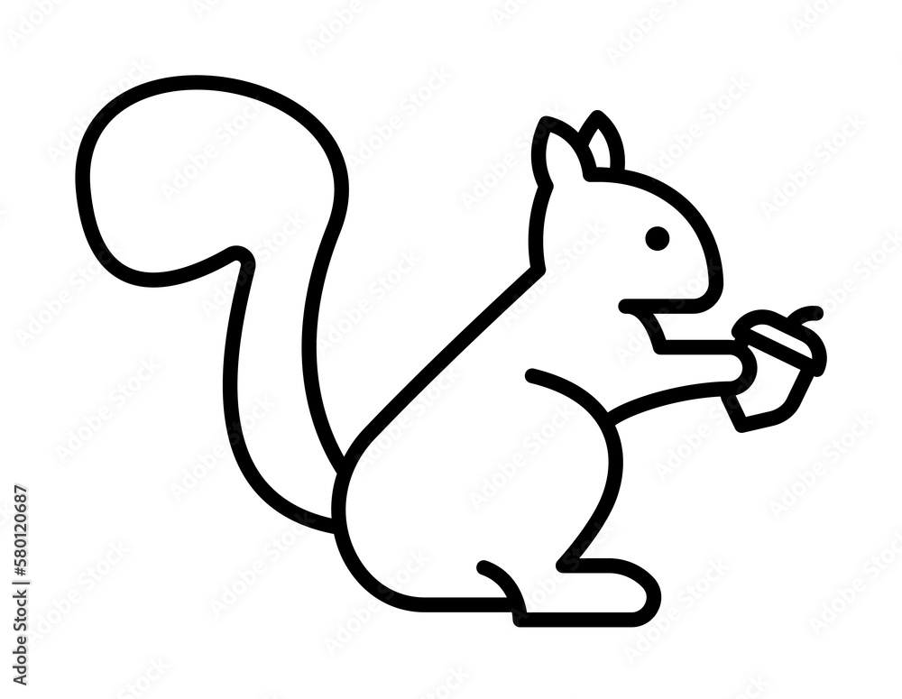 Poster squirrel icon. simple line, outline of autumn icons for ui and ux, website or mobile application on 