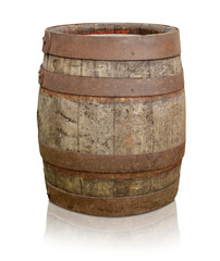 Obraz premium old wooden barrel isolated wine stock rustic
