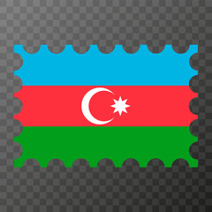 Postage stamp with Azerbaijan flag. Vector illustration.
