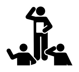 Man students learning pictogram icon on white background