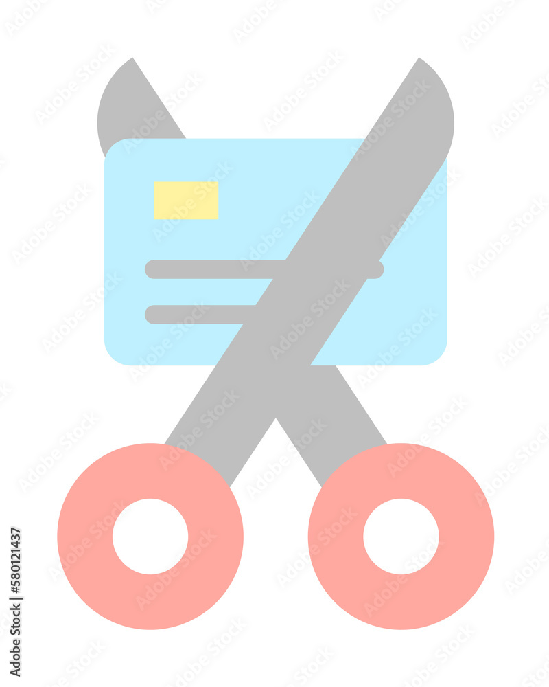 Poster scissors card icon. simple color elements of bankruptcy icons for ui and ux, website or mobile appli