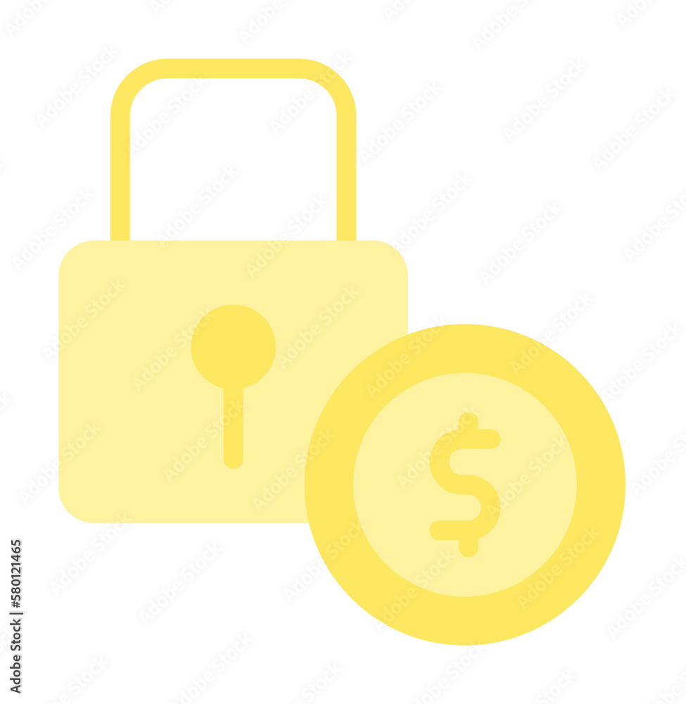 Aufkleber dollar coin lock icon. simple color elements of bankruptcy icons for ui and ux, website or mobile ap