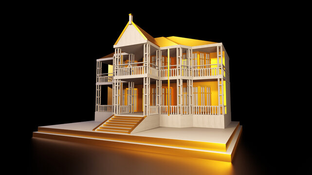 Quaid-e-Azam Residency,  Side view of Ziarat Residency Balochistan landmark of balochistan 3d Rendering, 3d Illustration.
