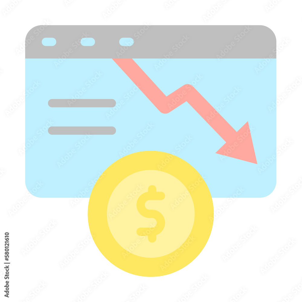 Poster web site arrow coin dollar icon. simple color elements of bankruptcy icons for ui and ux, website or