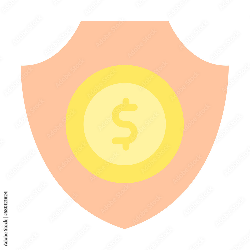 Poster shield coin dollar icon. simple color elements of bankruptcy icons for ui and ux, website or mobile 