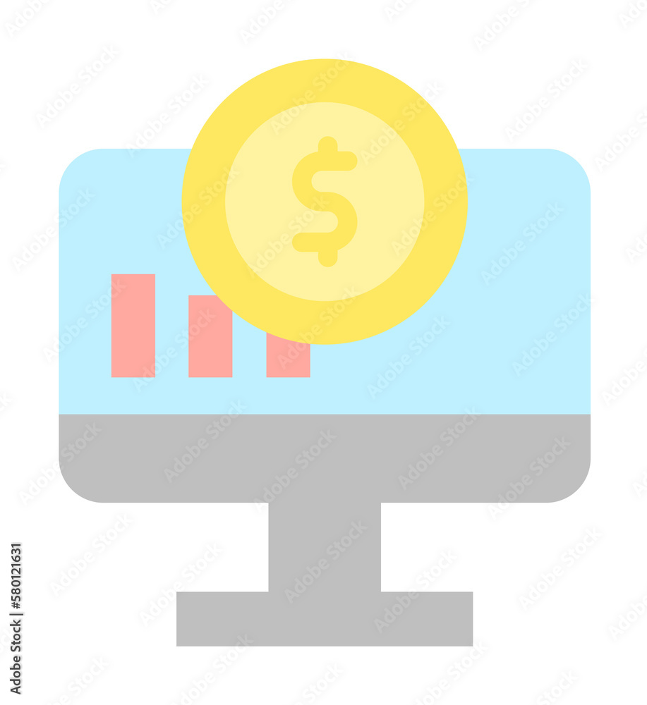 Poster dollar monitor icon. simple color elements of bankruptcy icons for ui and ux, website or mobile appl