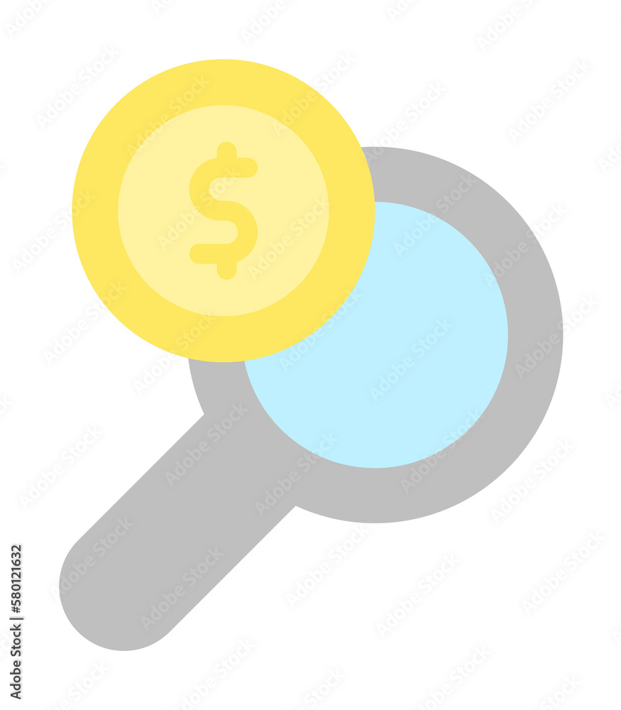 Aufkleber magnifier dollar coin icon. simple color elements of bankruptcy icons for ui and ux, website or mobi