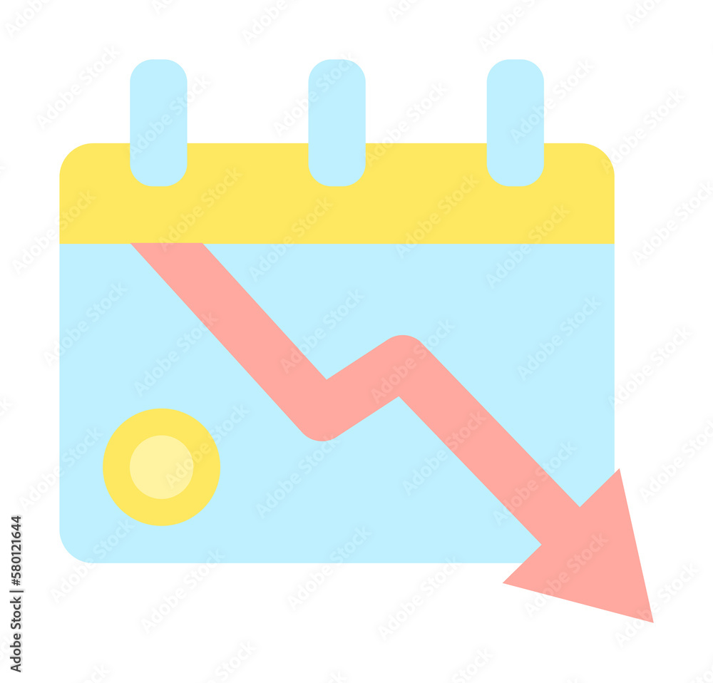 Poster calendar arrow down coin icon. simple color elements of bankruptcy icons for ui and ux, website or m