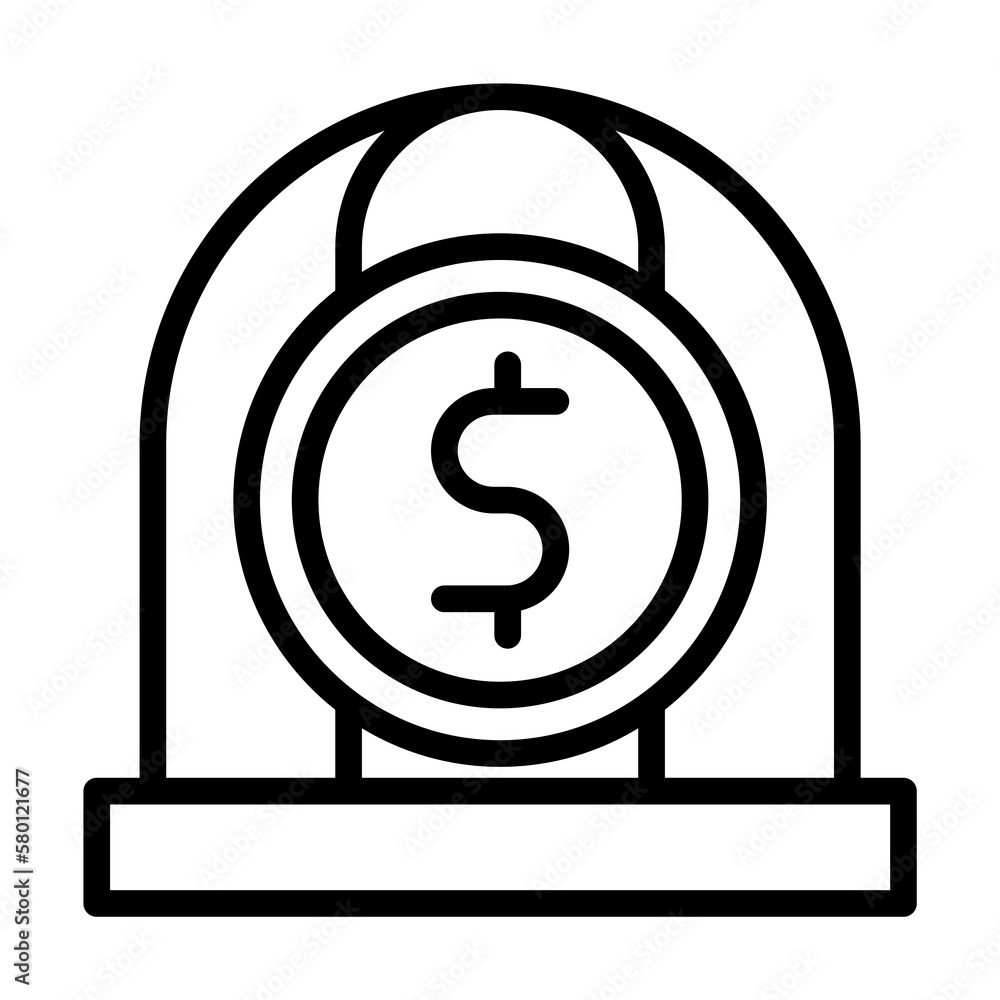 Poster coin dollar cell icon. simple line, outline elements of bankruptcy icons for ui and ux, website or m