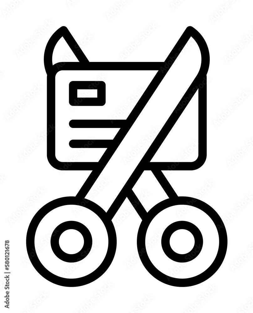 Poster scissors card icon. simple line, outline elements of bankruptcy icons for ui and ux, website or mobi